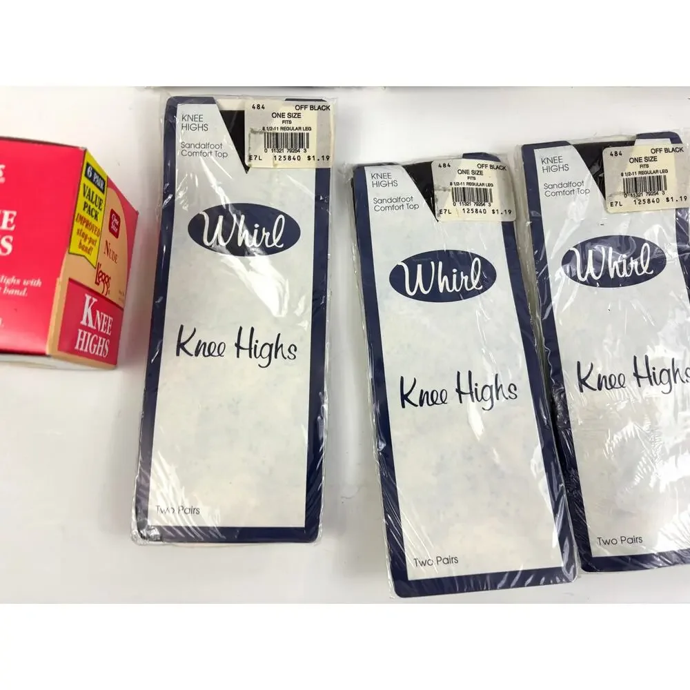 Lot of 9 Vintage Stockings Thigh Highs & Knee Highs, Multiple Colors Size 8.5-11